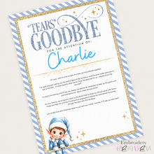 Load image into Gallery viewer, Personalised Elf Blue Goodbye Letter – A4 Christmas Farewell Print