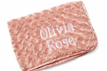 Load image into Gallery viewer, Rose Gold personalised embroidered Rosebud blanket NAME ONLY
