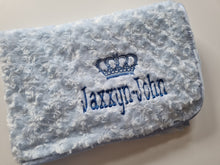 Load image into Gallery viewer, Blue Rosebud blanket NAME ONLY