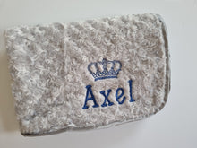 Load image into Gallery viewer, Grey Rosebud blanket NAME ONLY
