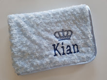 Load image into Gallery viewer, Blue Rosebud blanket NAME ONLY