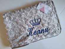 Load image into Gallery viewer, Grey Rosebud blanket NAME ONLY