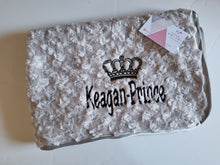 Load image into Gallery viewer, Grey Rosebud blanket NAME ONLY