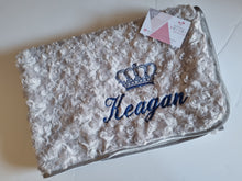 Load image into Gallery viewer, Grey Rosebud blanket NAME ONLY