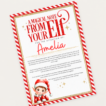 Load image into Gallery viewer, Personalised Red Elf Arrival Letter – A4 Christmas Welcome Print