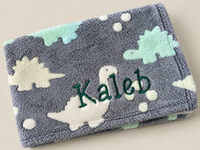 Load image into Gallery viewer, Dinosaur Personalised Blanket. NAME only