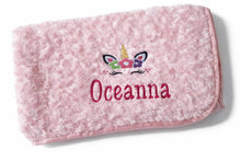 Load image into Gallery viewer, Embroidered Personalised Girl Unicorn Blanket Comforter Baby Gift