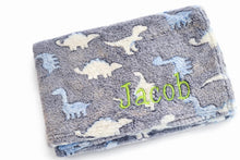 Load image into Gallery viewer, Dinosaur Personalised Blanket. NAME only