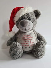 Load image into Gallery viewer, Personalised Grey Santa Christmas Bear