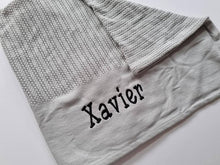 Load image into Gallery viewer, Grey Personalised Circular Baby Blanket