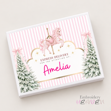 Load image into Gallery viewer, Personalised Empty Christmas Eve Box -Pink Carousel Design