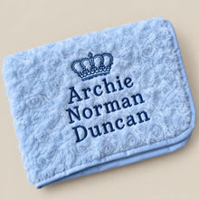 Load image into Gallery viewer, Blue personalised full embroidered Rosebud Blanket comforter