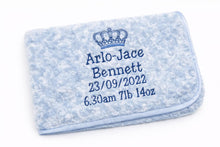 Load image into Gallery viewer, Blue personalised full embroidered Rosebud Blanket comforter
