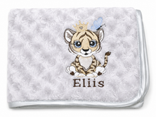 Load image into Gallery viewer, Tiger Personalised Embroidered Blanket with name
