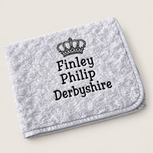 Load image into Gallery viewer, grey full personalised embroidered baby Rosebud Blanket comforter