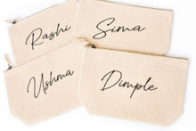 Load image into Gallery viewer, Personalized Natural Accessory Bag | Custom Name Makeup & Travel Pouch