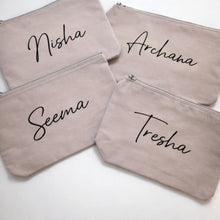 Load image into Gallery viewer, Personalized Grey Accessory Bag | Custom Name Makeup & Travel Pouch