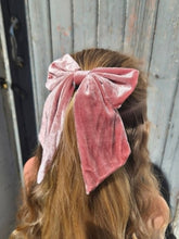 Load image into Gallery viewer, Pink Rose Personalised Velvet Hair Bow