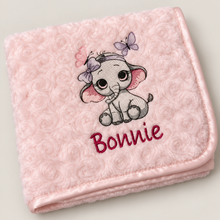 Load image into Gallery viewer, Elephant and Butterfly Personalised Blanket