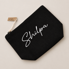 Load image into Gallery viewer, Personalized Black Accessory Bag | Custom Name Makeup & Travel Pouch