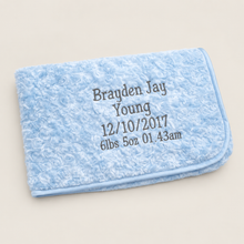 Load image into Gallery viewer, Blue personalised full embroidered Rosebud Blanket comforter
