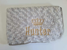 Load image into Gallery viewer, Grey Rosebud blanket NAME ONLY