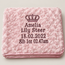 Load image into Gallery viewer, pink full personalisation Rosebud Blanket