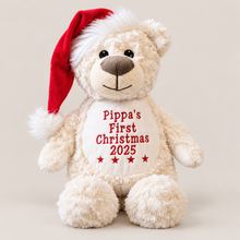 Load image into Gallery viewer, Personalised Cream Christmas Teddy Bear