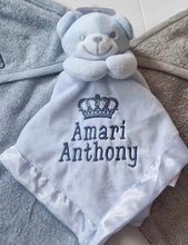 Load image into Gallery viewer, Personalised blue bear Comforter