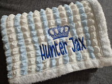 Load image into Gallery viewer, Blue & White blanket NAME ONLY