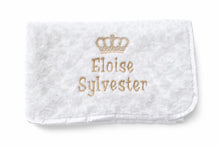Load image into Gallery viewer, White Full Personalised Embroidered Rosebud Blanket Comforter