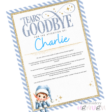 Load image into Gallery viewer, Personalised Elf Blue Goodbye Letter – A4 Christmas Farewell Print
