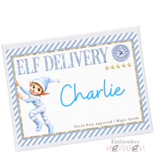 Load image into Gallery viewer, Personalised Blue Elf Delivery Empty Christmas Eve Box