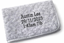 Load image into Gallery viewer, grey full personalised embroidered baby Rosebud Blanket comforter