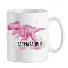 Load image into Gallery viewer, Personalized “Mamasaurus” Pink Dinosaur Mug