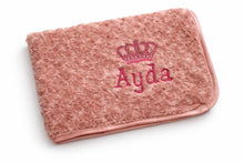 Load image into Gallery viewer, Rose Gold personalised embroidered Rosebud blanket NAME ONLY