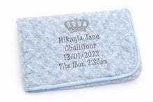 Load image into Gallery viewer, Blue personalised full embroidered Rosebud Blanket comforter