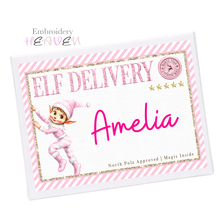 Load image into Gallery viewer, Personalised Pink Elf Delivery Empty Christmas Eve Box