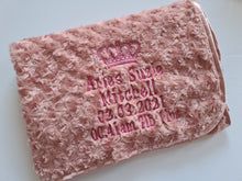 Load image into Gallery viewer, Rose gold fluffy blanket birth details