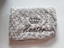 Load image into Gallery viewer, Grey Rosebud blanket NAME ONLY