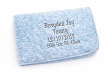 Load image into Gallery viewer, Blue personalised full embroidered Rosebud Blanket comforter
