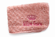 Load image into Gallery viewer, Rose Gold personalised embroidered Rosebud blanket NAME ONLY
