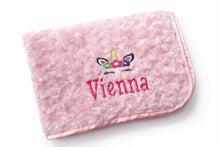 Load image into Gallery viewer, Embroidered Personalised Girl Unicorn Blanket Comforter Baby Gift
