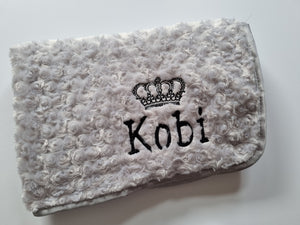 Grey Rosebud blanket NAME ONLY