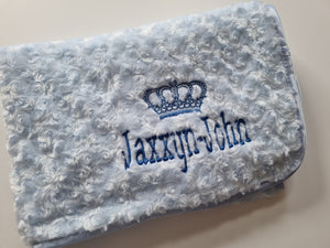 Blue Rosebud blanket NAME ONLY