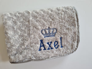 Grey Rosebud blanket NAME ONLY