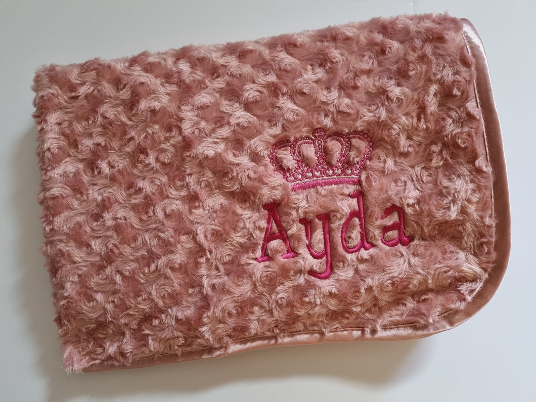 Rose Gold Rosebud blanket NAME ONLY