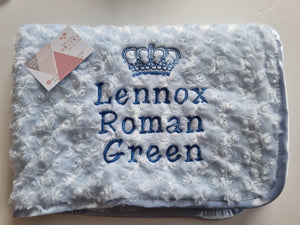 Blue Rosebud blanket NAME ONLY
