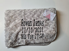 Load image into Gallery viewer, grey full personalisation Rosebud Blanket
