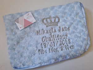 Blue full personalisation Rosebud Blanket